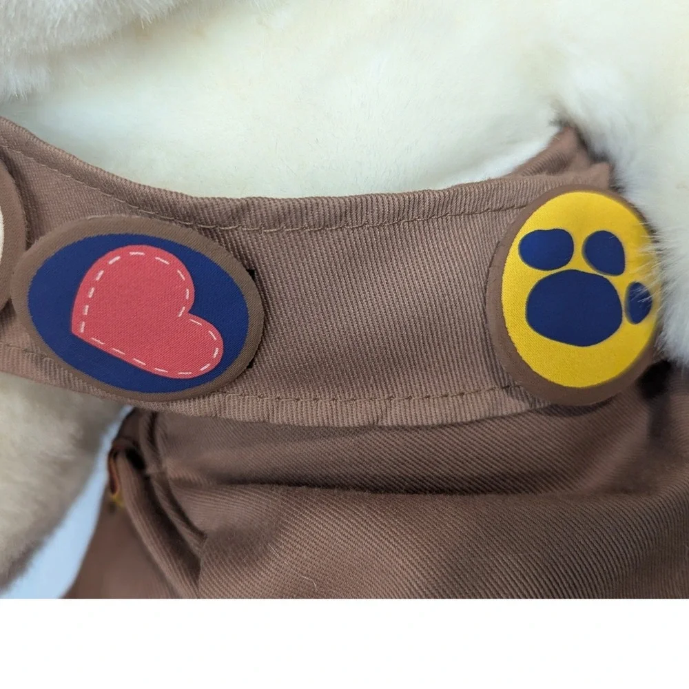 Build-A-Bear Workshop White Plush Teddy Bear Brown Scout Uniform Patches Bow